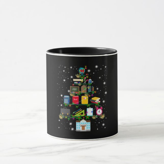 Teacher Gift Christmas tree with school related Tasse (Zentrum)