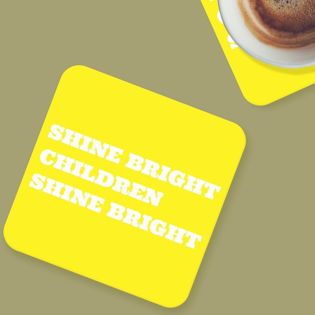 Teacher Gift - Colourful Uplifting Paper Coaster Rechteckiger Pappuntersetzer (Shine Bright Children Shine Bright Coaster)