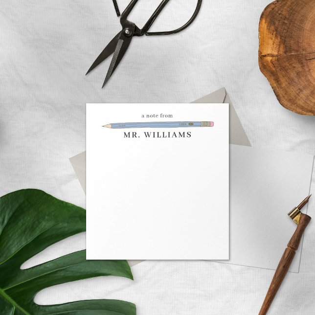 Teacher Gift Custom Illustriert Blue Stift Editor Notizblock (Von Creator hochgeladen)