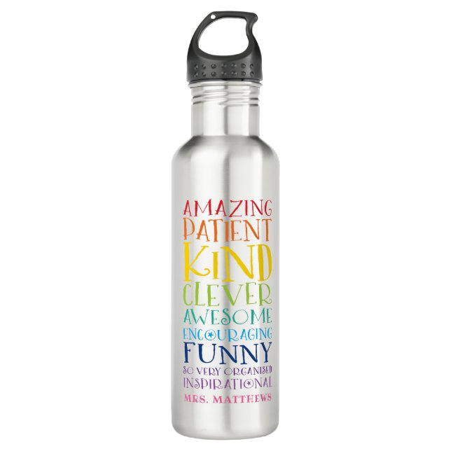 TEACHER GIFT farbenfroher Regenbogen-Hochstapel Edelstahlflasche (Vorderseite)