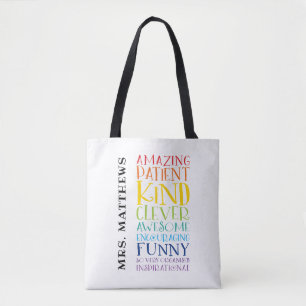 TEACHER GIFT farbenfroher Regenbogen-Hochstapel Tasche