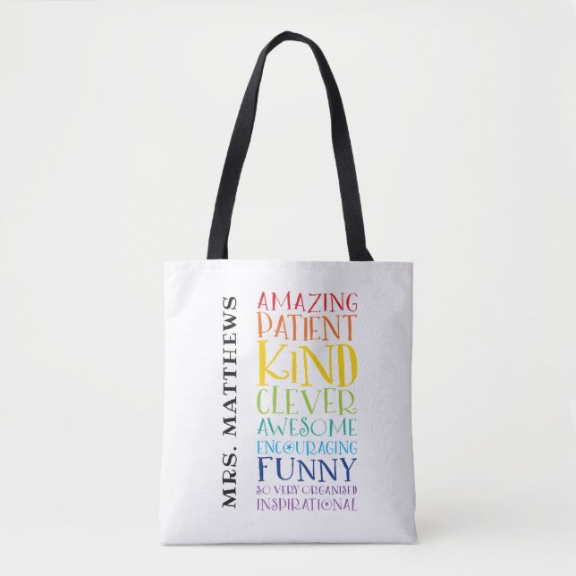 TEACHER GIFT farbenfroher Regenbogen-Hochstapel Tasche (Vorderseite)