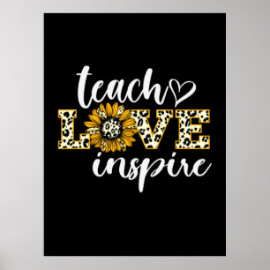 Teacher Gift Teach Liebe Inspirierte Leopard Poster
