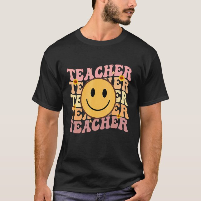 Teacher Groovy Retro Hippie 3 T-Shirt (Vorderseite)