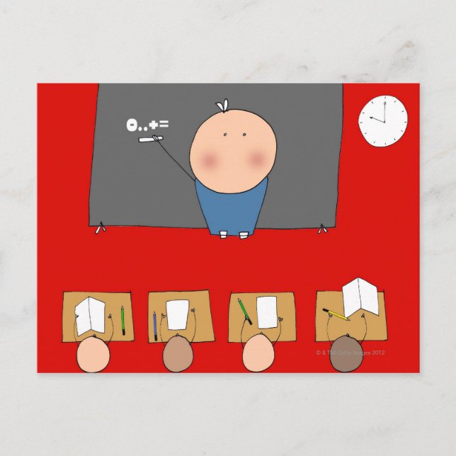 Teacher in front of classroom, elevated view postkarte (Vorderseite)
