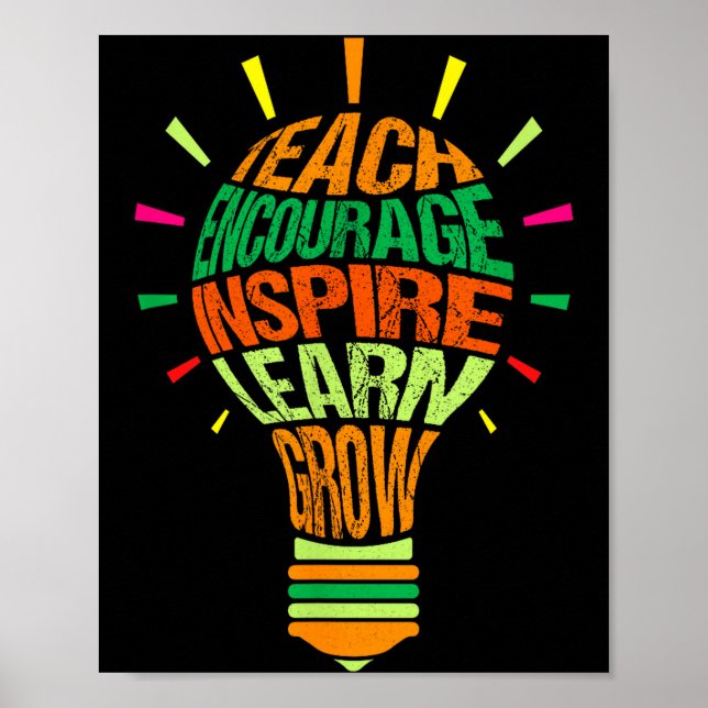 Teacher Insrational Definition Colorful Lightbulb  Poster (Vorne)