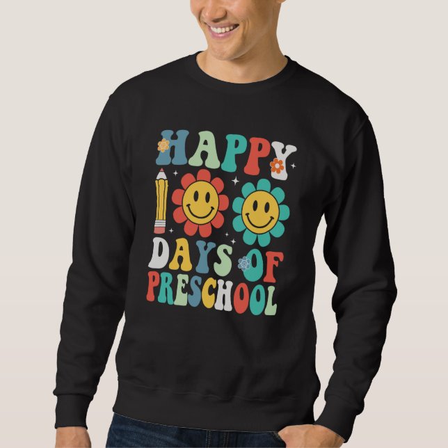 Teacher Kids Groovy 100 Days Happy 100th Day Of Pr Sweatshirt (Vorderseite)