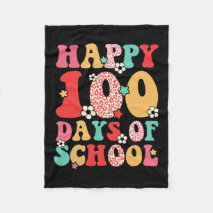 Teacher Kids Retro Groovy 100 Tage Glücklicher 100 Fleecedecke