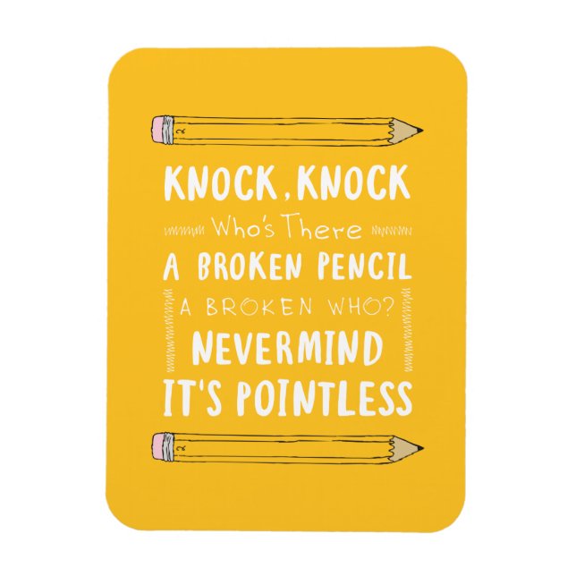 Teacher Knock Knock Jokes Pencil Puns Kid Humor Magnet (Vertikal)