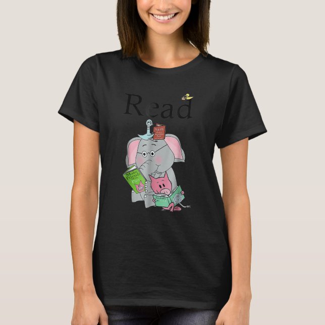 Teacher Library Read Book Club Cute Elephant Read  T-Shirt (Vorderseite)