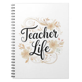Teacher Life Floral Typography Design Notizblock