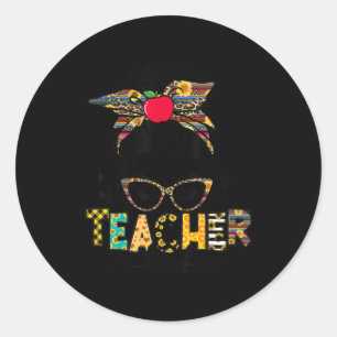 Teacher Life Messy Bun Teacher's Day Runder Aufkleber