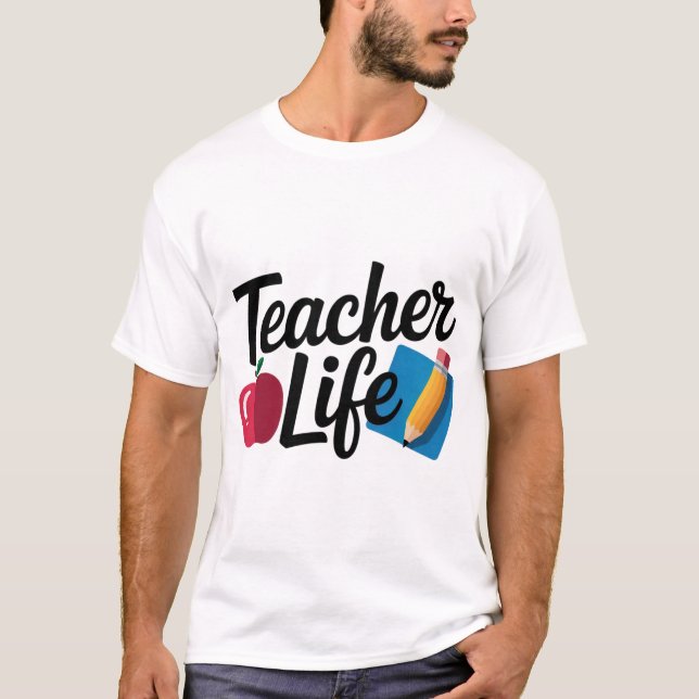 Teacher Life Shirt – Cute Apple & Pencil Design |  (Vorderseite)