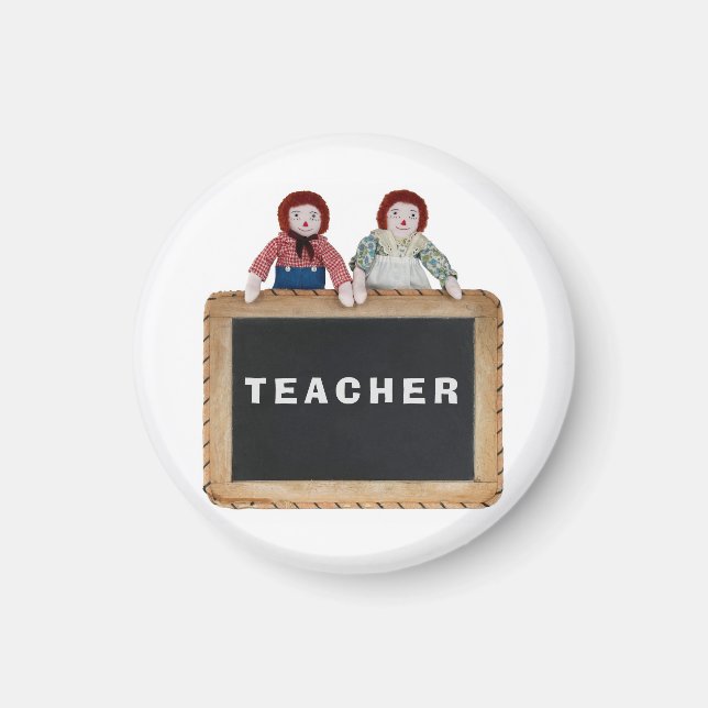 TEACHER Magnet Raggedy Ann Andy Puppenkalkboard. (Vorne)