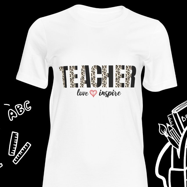 Teacher Merci Cadeau moderne Leopard T-shirt (Créateur téléchargé)