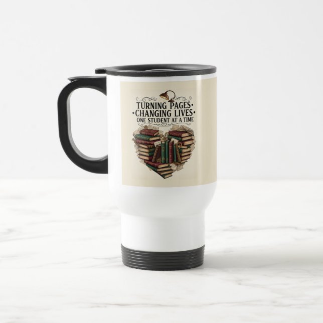 Teacher Mug | Turning Pages Book Heart Quote (Gauche)