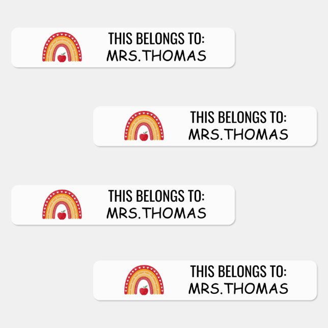 Teacher Name Labels – Personalized Rainbow Design Etiketten (Gruppe)