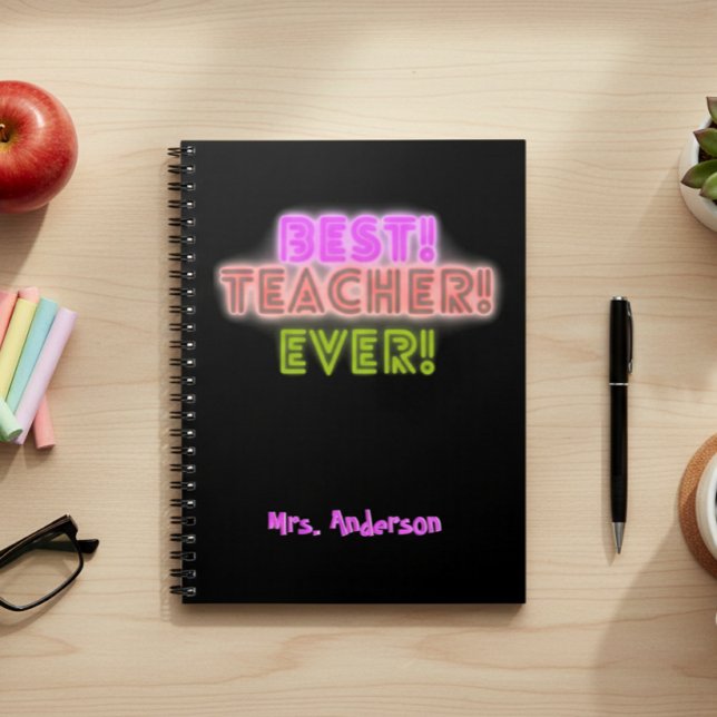 Teacher Notebook with Neon Writing / Neon Script Notizblock (Von Creator hochgeladen)