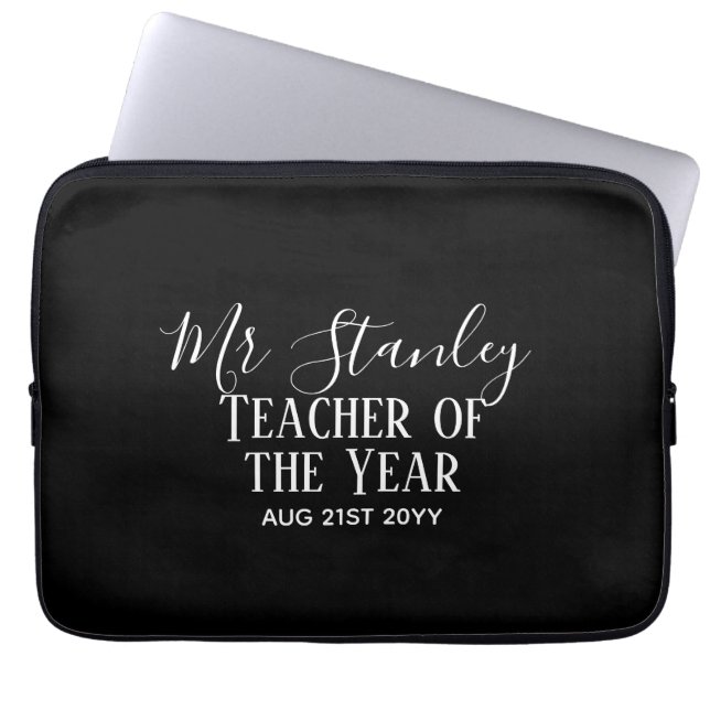 Teacher of the Year Personalized Modern Text Gift Laptopschutzhülle (Vorderseite)
