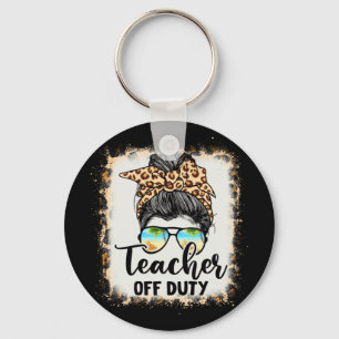 Teacher Off Duty Messy Bun Leopard Brillen Sommer Schlüsselanhänger