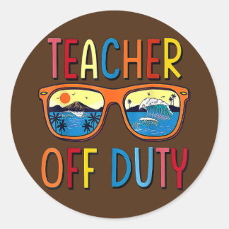 Teacher Off Duty Sunglasses Palm Tree Beach Runder Aufkleber