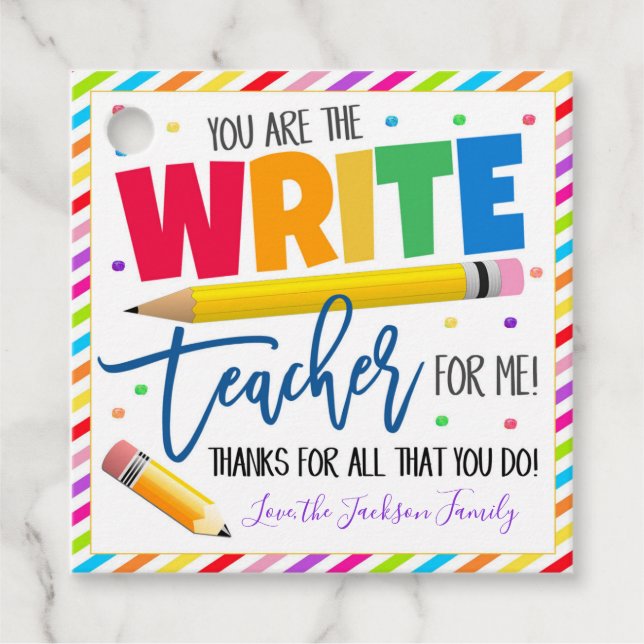 Teacher Pencil Geschenketiketten Geschenkanhänger (Vorderseite)
