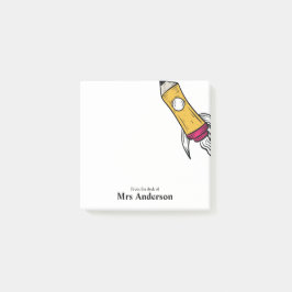 Teacher Pencil Spaceship Rocket School Post-it Klebezettel
