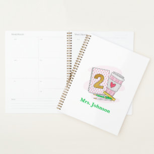Teacher Pink Notebook Kaffeeplaner zweiter Klasse Planer