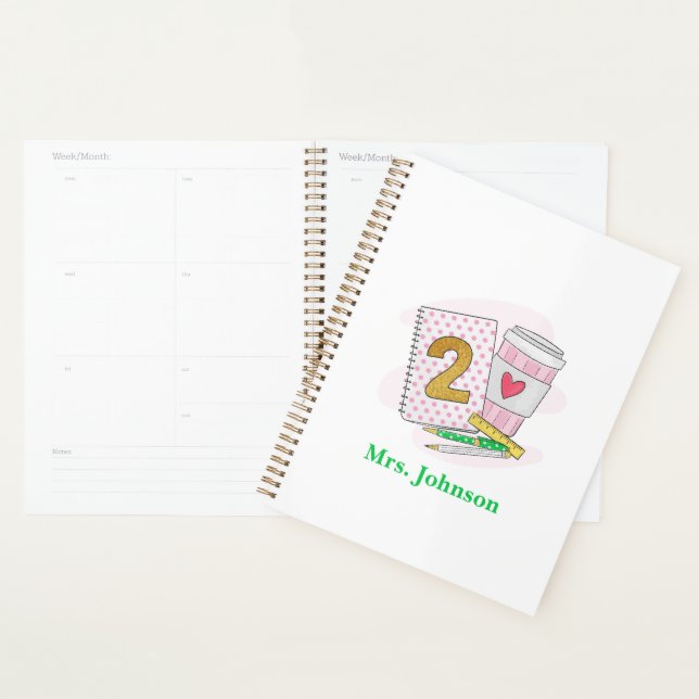 Teacher Pink Notebook Kaffeeplaner zweiter Klasse Planer (Anzeige)