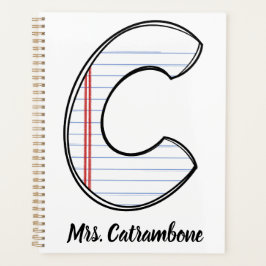 Teacher Planner with Notebook Paper Initial