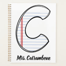 Teacher Planner with Notebook Paper Initial