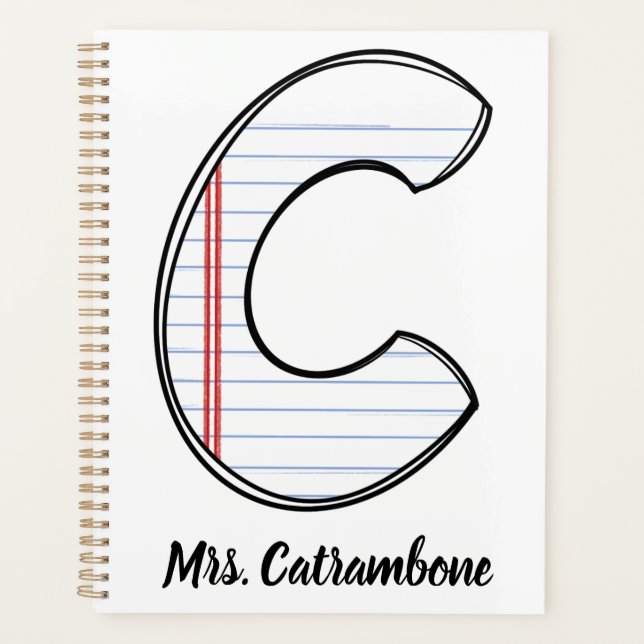 Teacher Planner with Notebook Paper Initial Planer (Vorderseite)