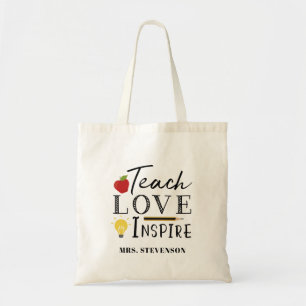 Teacher quote apple and pencil gift tragetasche