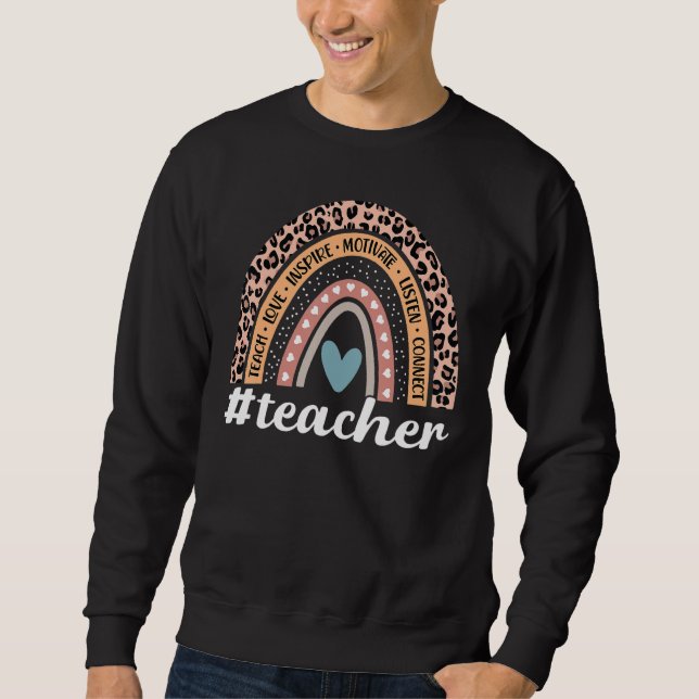 Teacher Rainbow Leopard Education Classroom Sweatshirt (Vorderseite)