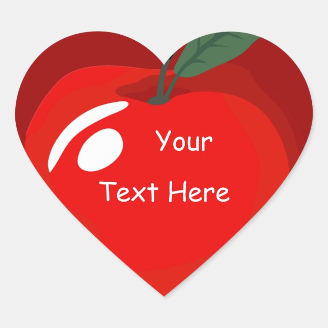 Teacher Red Apple Heart Shape Sticker (Vorderseite)