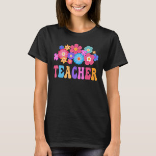 Teacher Retro Groovy Blume Inspiration farbenfroh T-Shirt