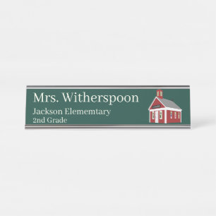 Teacher Schoolhouse Chalkboard Couleur Nom Plaque