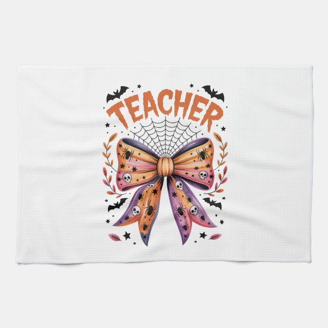 Teacher Spooky Halloween Geschirrtuch (Horizontal)