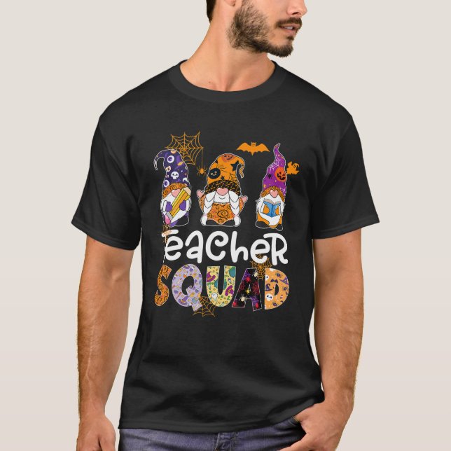 Teacher Squad Gnome Funny Halloween Kostümtrick T-Shirt (Vorderseite)