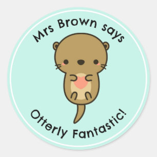 Teacher Stickers Personalisiert Funny Otter Belohn