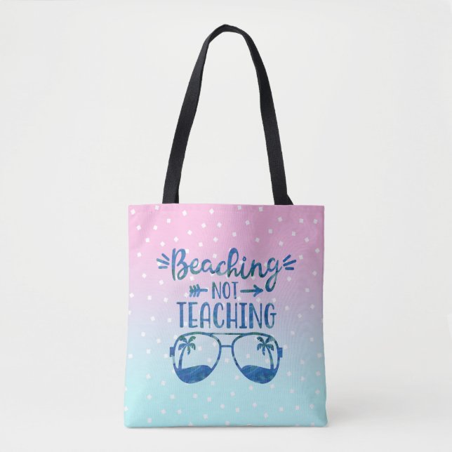 Teacher Summer Pastel Blue Pink Ombre Tasche (Vorderseite)
