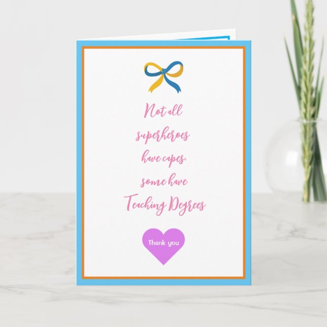 Teacher Super Hero Danke Karte (Vorderseite)