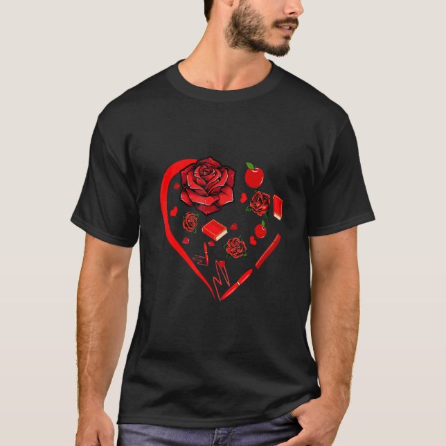 Teacher Tools Flowers Heart Shape Funny Valentine  T-Shirt (Vorderseite)