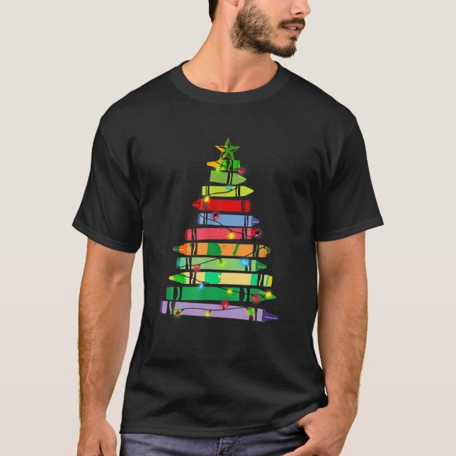 Teacher Tshirt de Noël Crayonne Arbre Léger Cadeau (Devant)