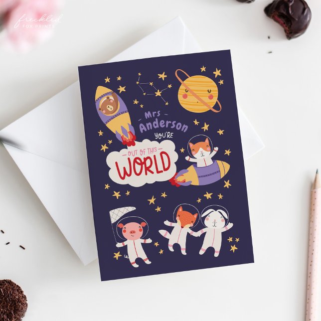 Teacher Valentine Card from Student | Cute Animals Karte (Teacher Valentine's Card from Student)