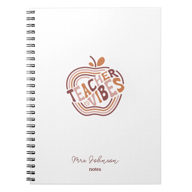Teacher Vibes Boho Apple Personalized Appreciation Notizblock (Vorderseite)