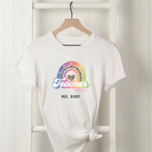 Teacher Vibes Rainbow Leopard Print T-Shirt