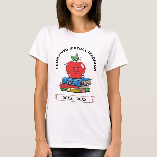 Teacher Virtual Teaching School Fun Personalize  T-Shirt (Vorderseite)