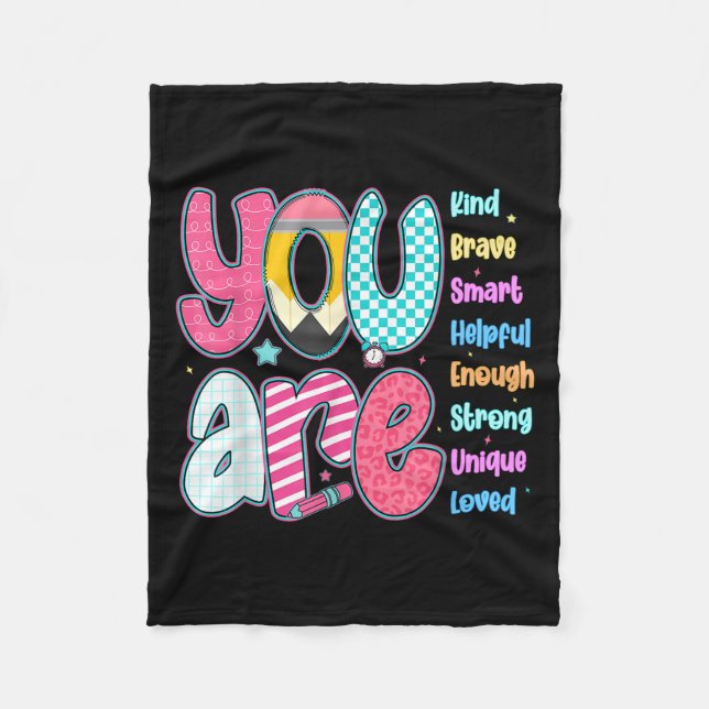 Teacher You Are Smart Brave Strong Kind Loved Moti Fleecedecke (Vorderseite)