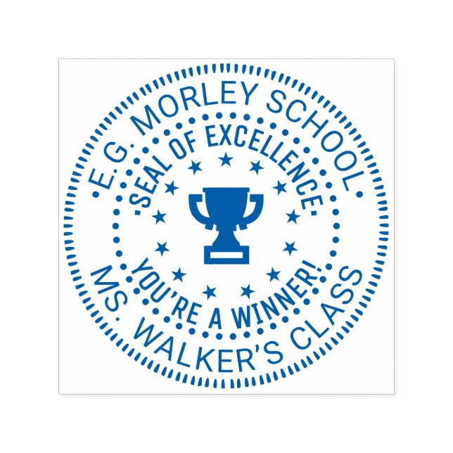 Teacher You’re a Winner, Trophy Seal of Excellence Permastempel (Design)